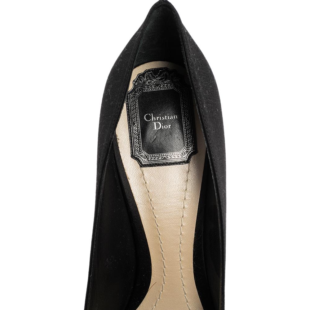 Dior Black Satin 'Comete' Pointed Toe Pumps Size 40 2