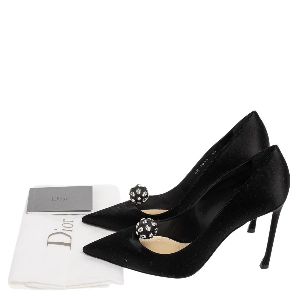 Dior Black Satin 'Comete' Pointed Toe Pumps Size 40 4