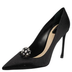 Dior Black Satin 'Comete' Pointed Toe Pumps Size 40