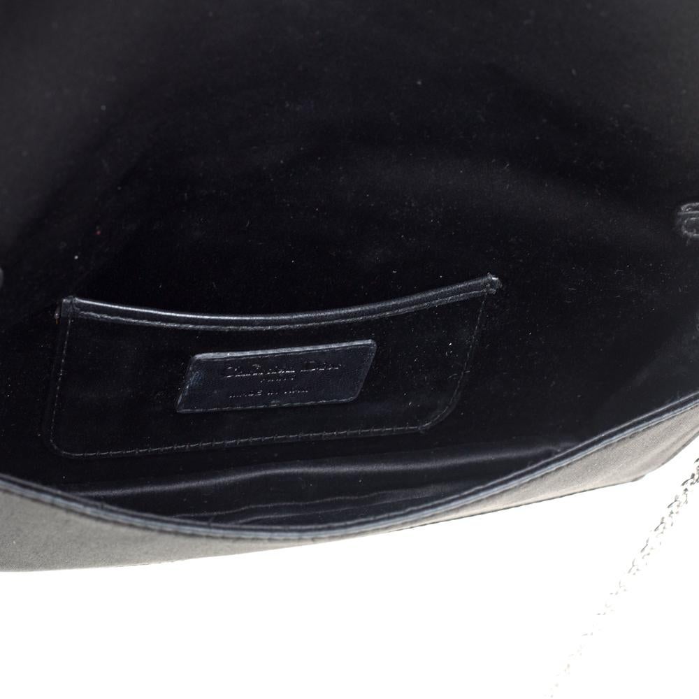 Dior Black Satin Crystal Embellished Clutch 2