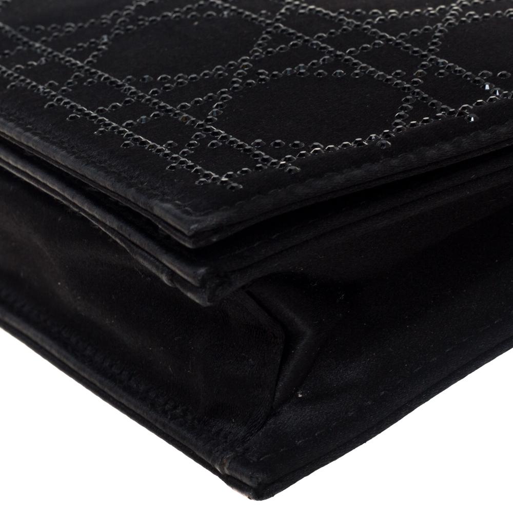 Dior Black Satin Crystal Embellished Clutch 3