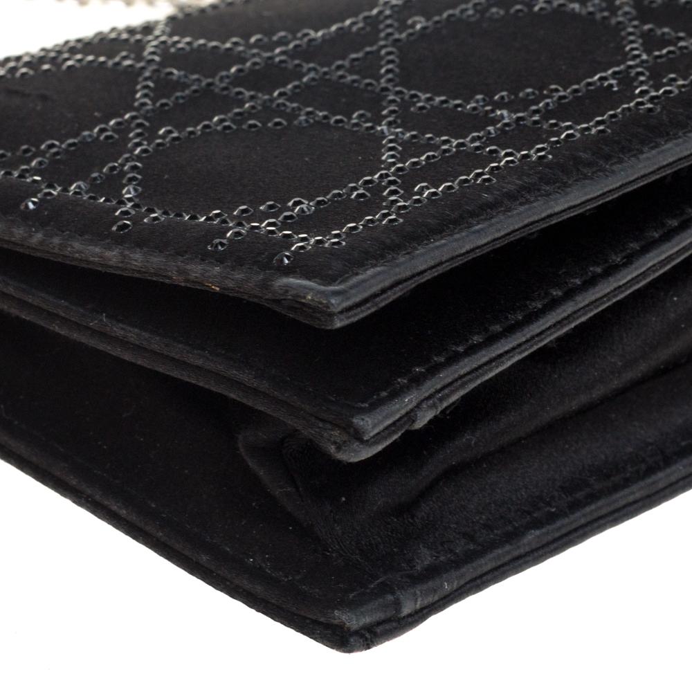 Dior Black Satin Crystal Embellished Clutch 4