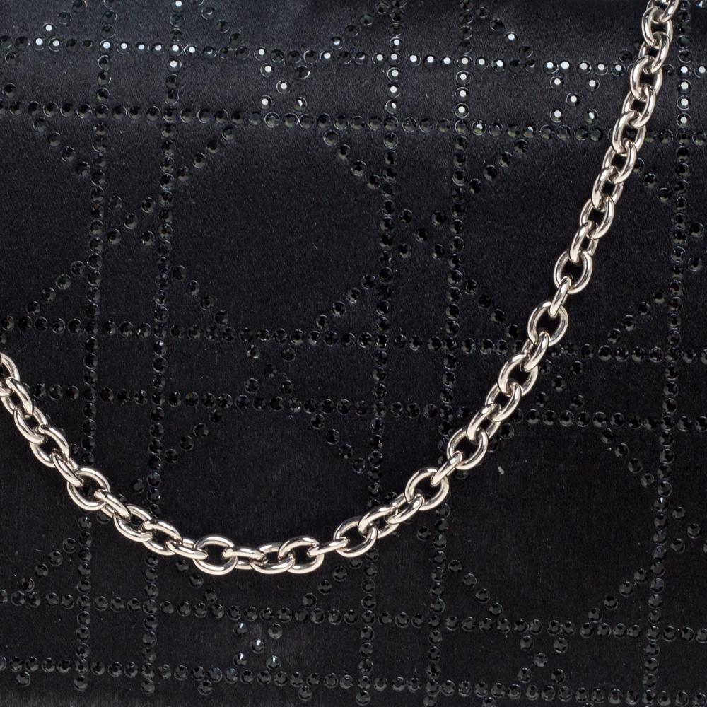 Dior Black Satin Crystal Embellished Clutch 5