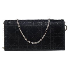 Dior Schwarz Satin Kristall verschönert Clutch