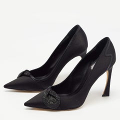 Dior Black Satin Embellished Pumps Size 38