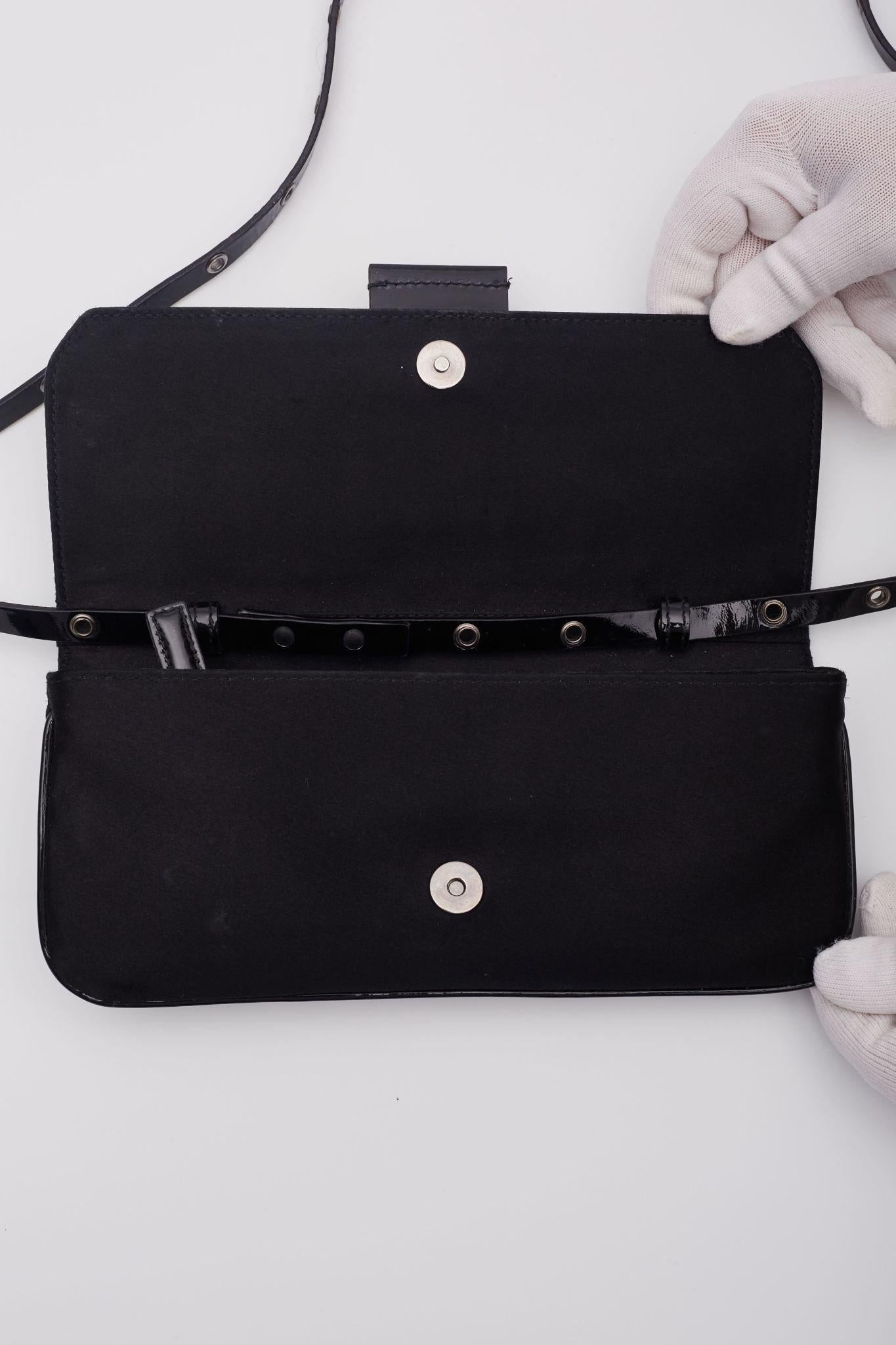 Dior Black Satin Patent Galliano Street Chic Crossbody Bag en vente 1