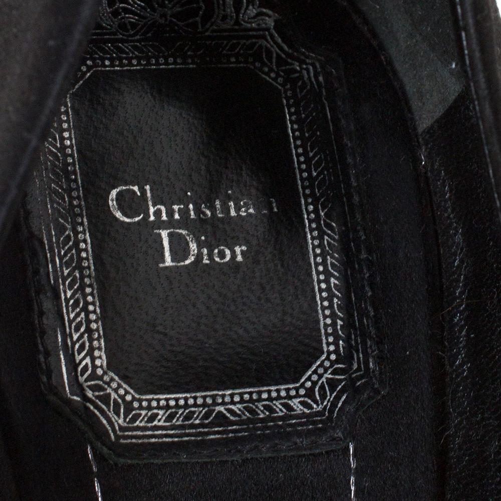 Dior Black Satin Peep Toe Cannage Heel Platform Pumps Size 39 1