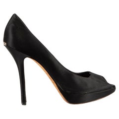 Dior Black Satin Peep Toe Heels Size IT 38.5