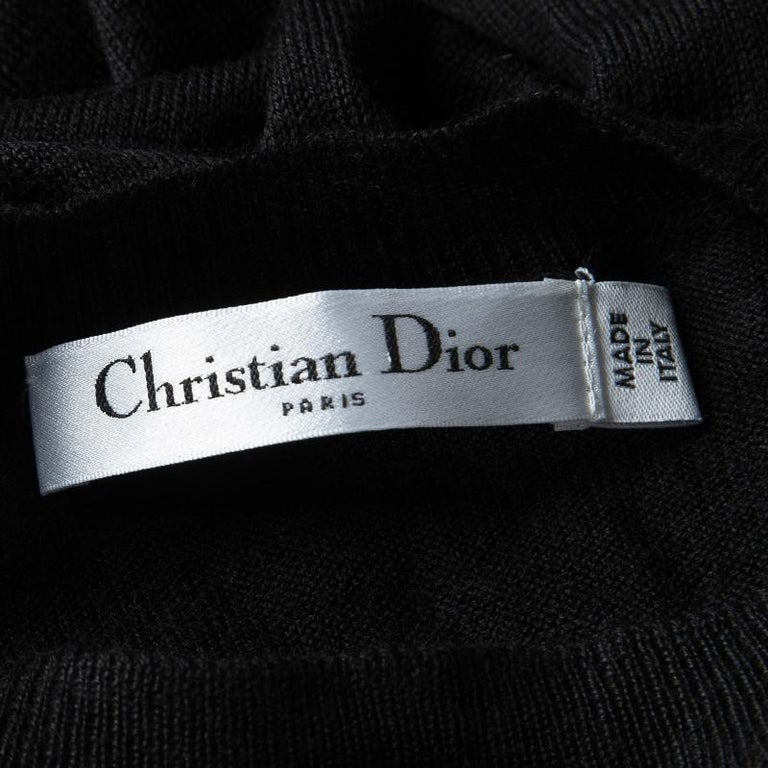 Dior Black Sequined Panel Detail Cashmere Sweater M For Sale at 1stDibs