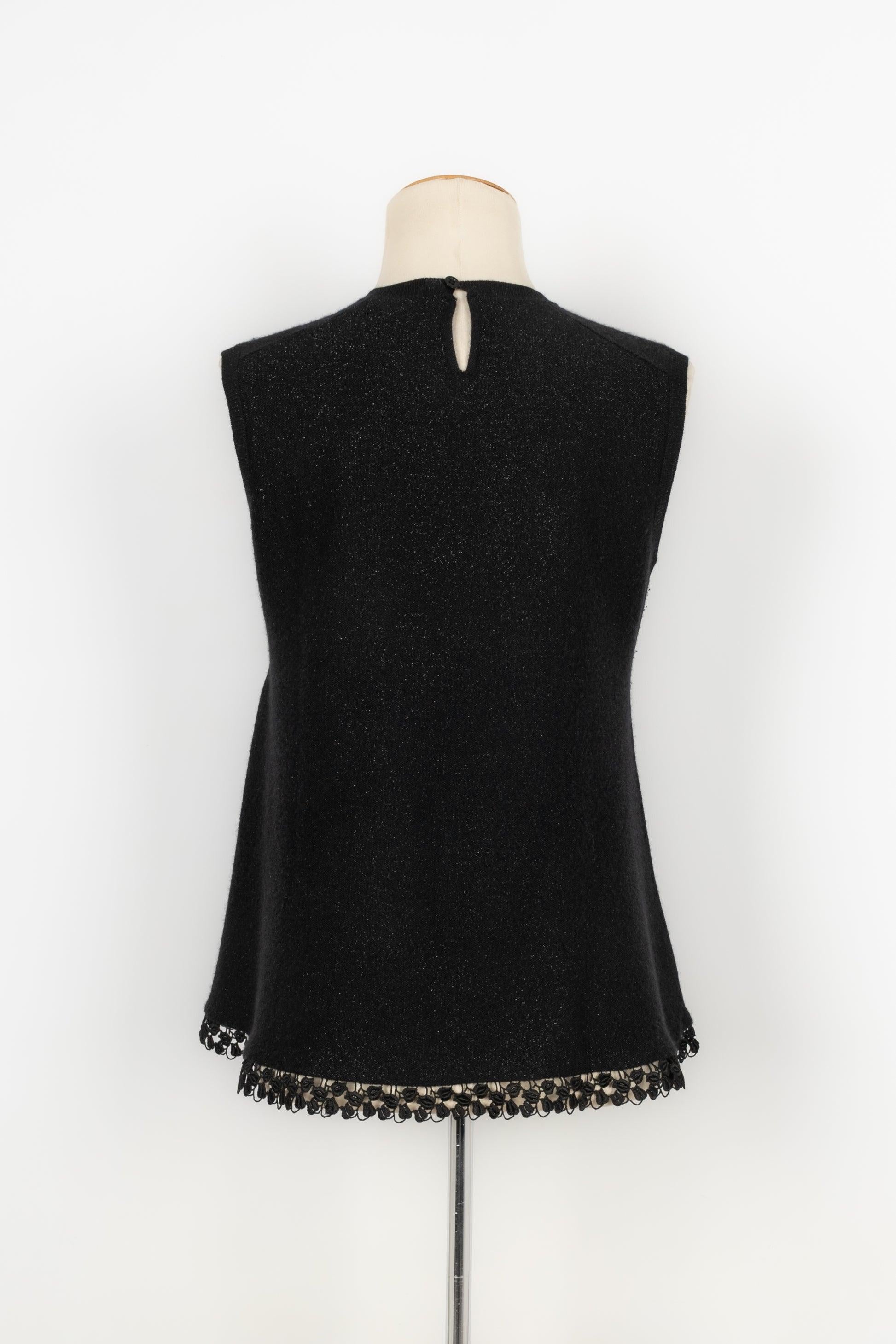 Noir Top à paillettes en soie et cachemire noir de Dior, 2003 en vente