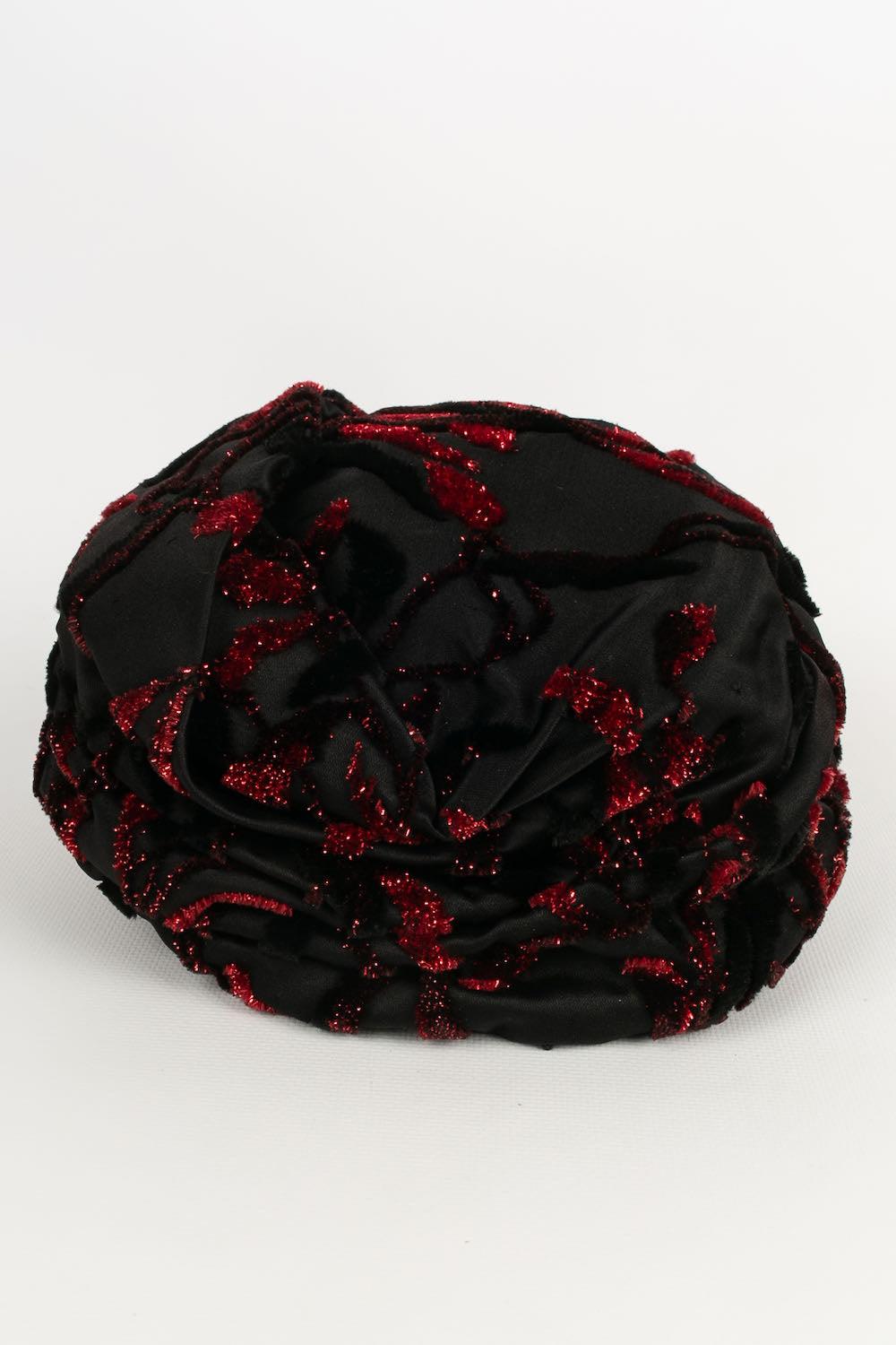 Women's Dior Black Silk and Red Velvet Hat