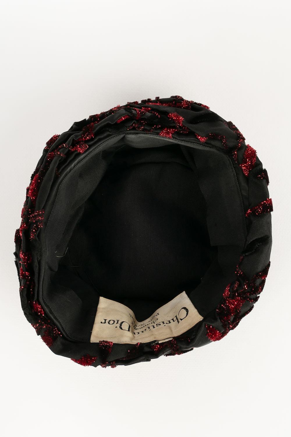 Dior Black Silk and Red Velvet Hat 2