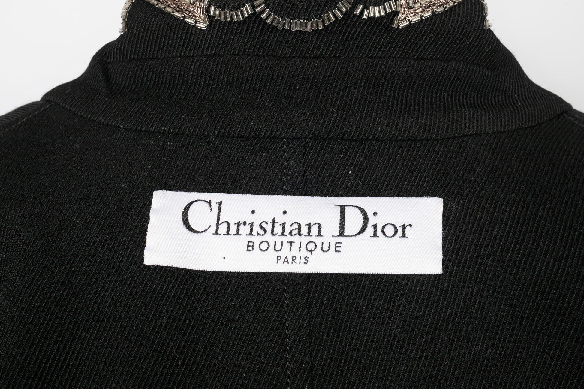 Dior Schwarze Jacke aus Seide und Wolle Herbst, 2003 im Angebot 4