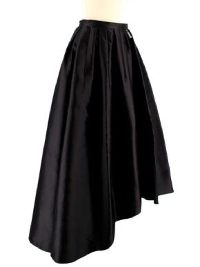 Dior Black Silk Asymmetric Pleated Full Skirt In Excellent Condition For Sale In London, GB