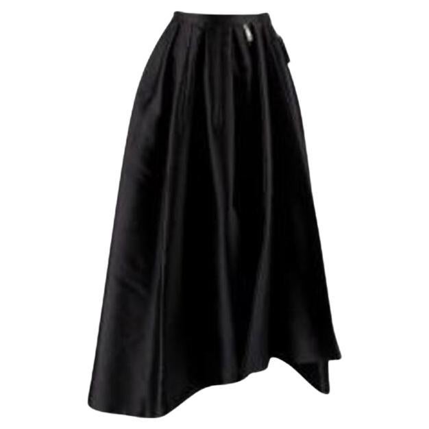 Dior Black Silk Asymmetric Pleated Full Skirt For Sale