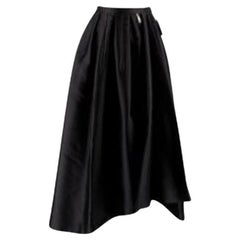Dior Black Silk Asymmetric Pleated Full Skirt