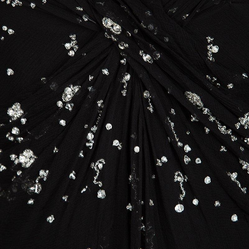 Dior Black Silk Chiffon Crystal Embellished Gown S im Zustand „Gut“ in Dubai, Al Qouz 2