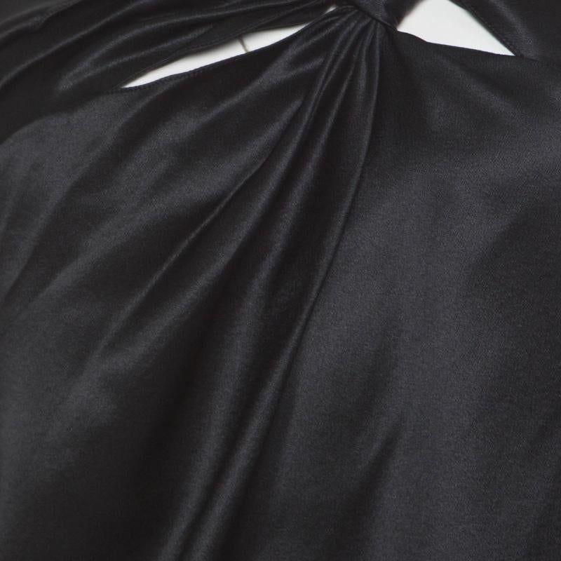Women's Dior Black Silk Satin Draped One Shoulder Top M