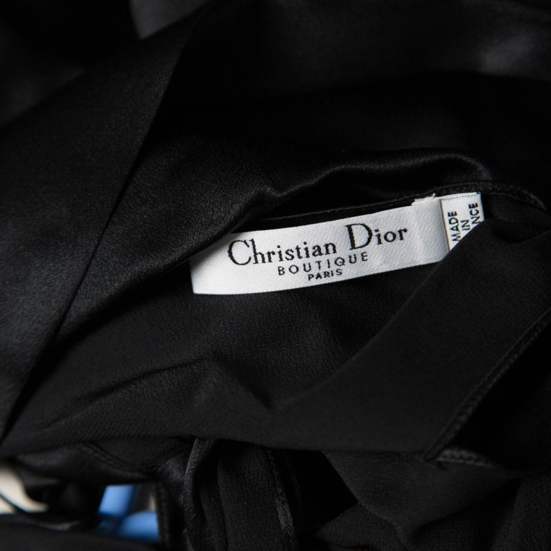 Dior Black Silk Satin Draped One Shoulder Top M 2
