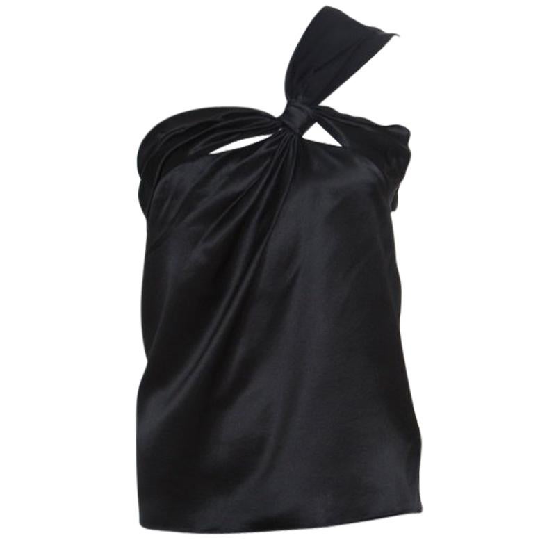 Dior Black Silk Satin Draped One Shoulder Top M