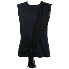 Dior Black  Silk Wrap Details Tank Top