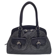 Dior Nero/Argento: borsa obliqua in tessuto e pelle con telaio da detective