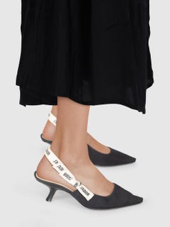 Dior Black Slingback J’Adior Kitten Heels Size IT 37