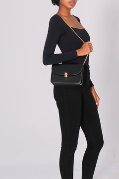 Dior Black Smooth Leather Chain Flap Shoulder Bag