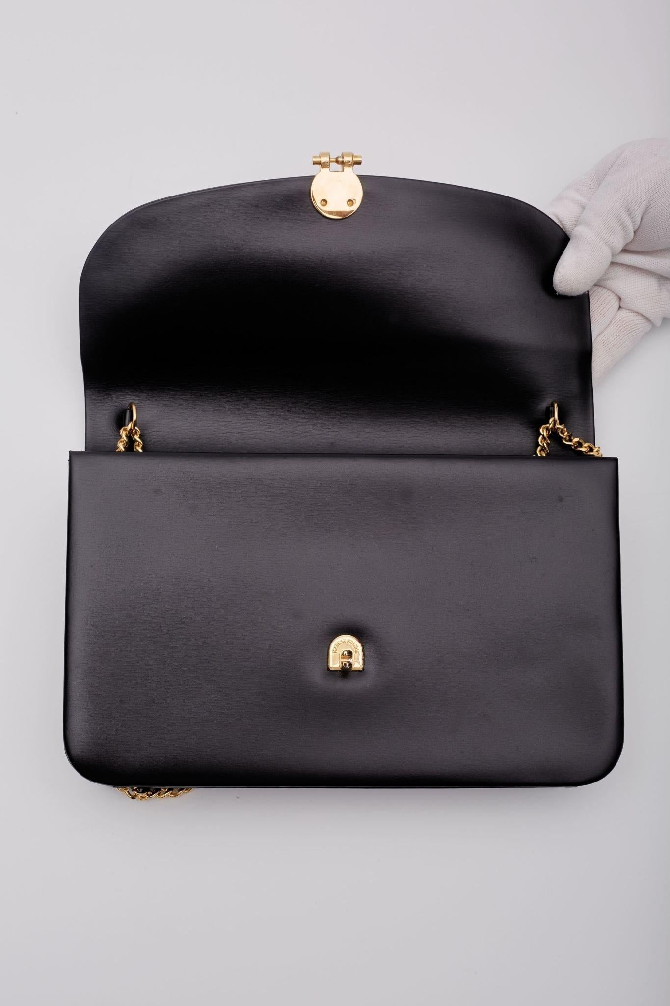 Dior Black Smooth Leather Chain Flap Shoulder Bag For Sale 4