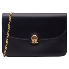 Dior Black Smooth Leather Chain Flap Shoulder Bag