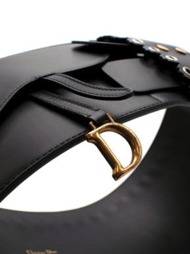 Dior Black Smooth Leather Deep Saddle Belt - Size 75 In Good Condition In London, GB