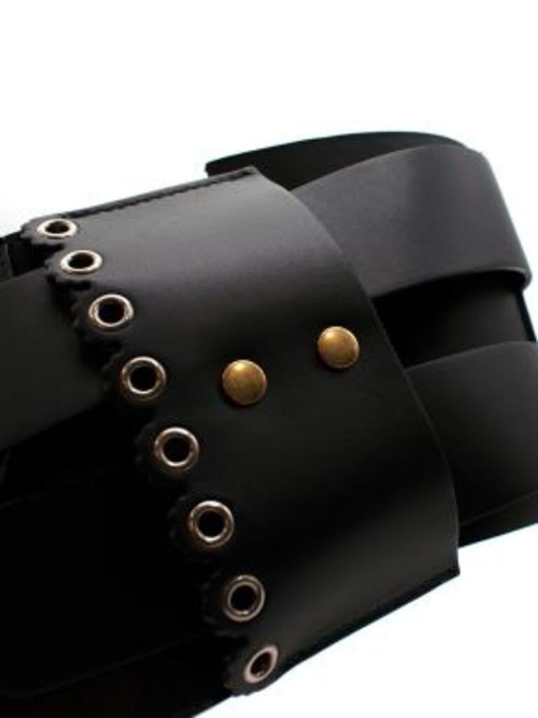 Women's Dior Black Smooth Leather Deep Saddle Belt - Size 75