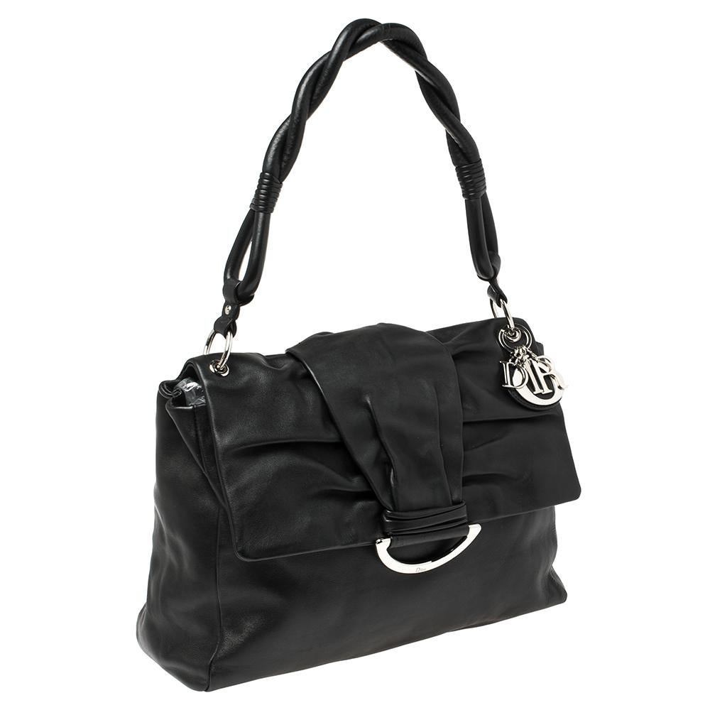 Women's Dior Black Soft Leather Demi Lune Shoulder Bag