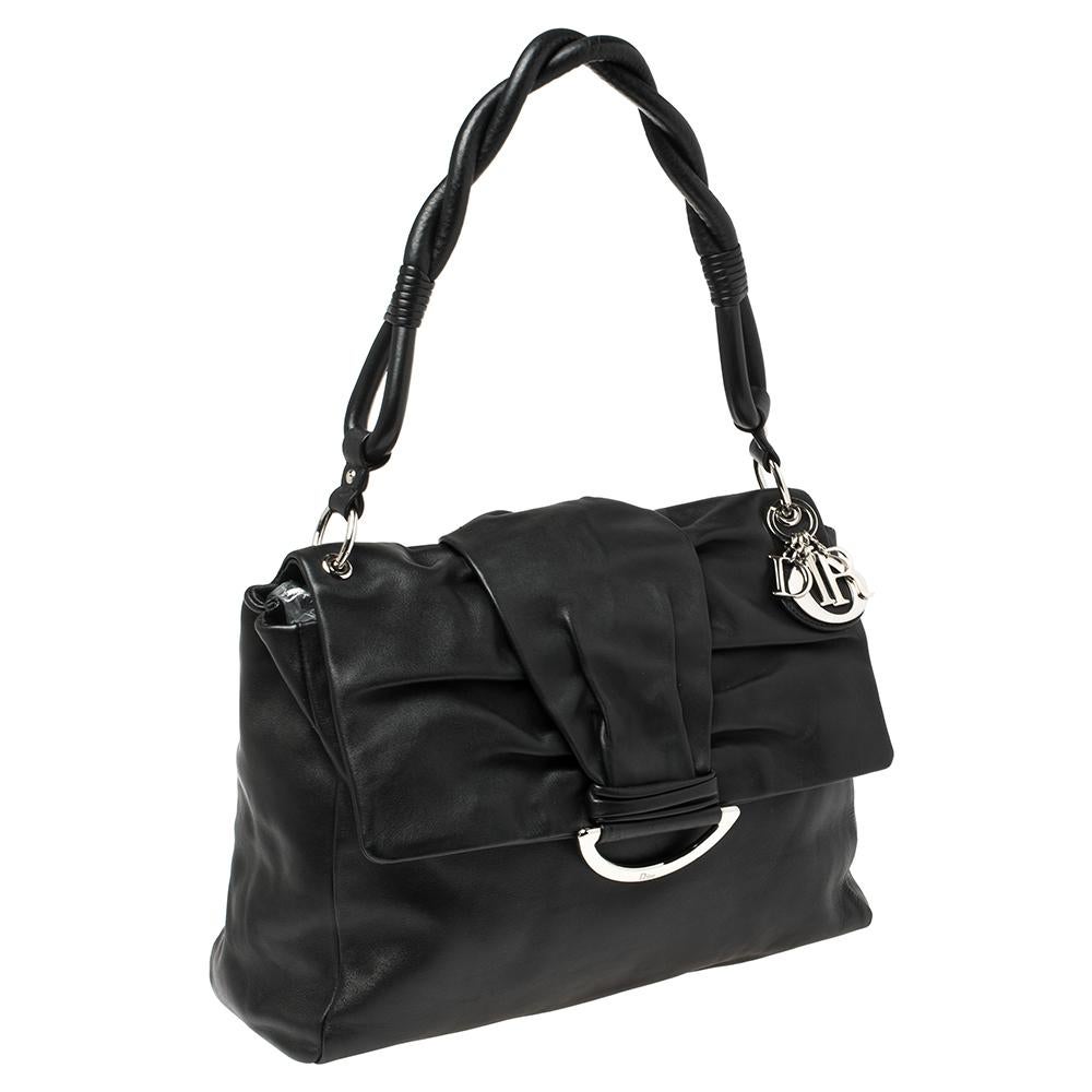Dior Schwarzes weiches Leder Demi Lune Umhängetasche Damen
