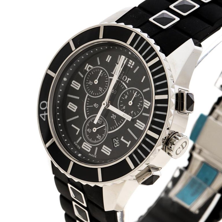 Dior Black Stainless Steel Christal CD114317 Men's Wristwatch 38 mm For