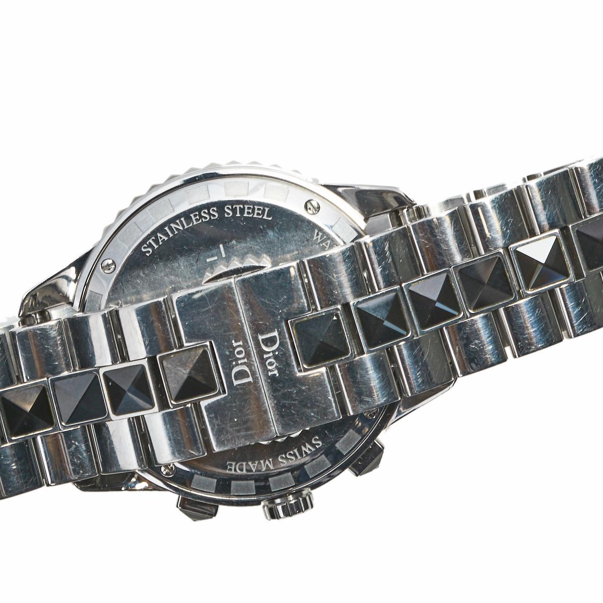 Men's Dior Black Stainless Steel Christal CD114317M001 Unisex Wristwatch 38 mm