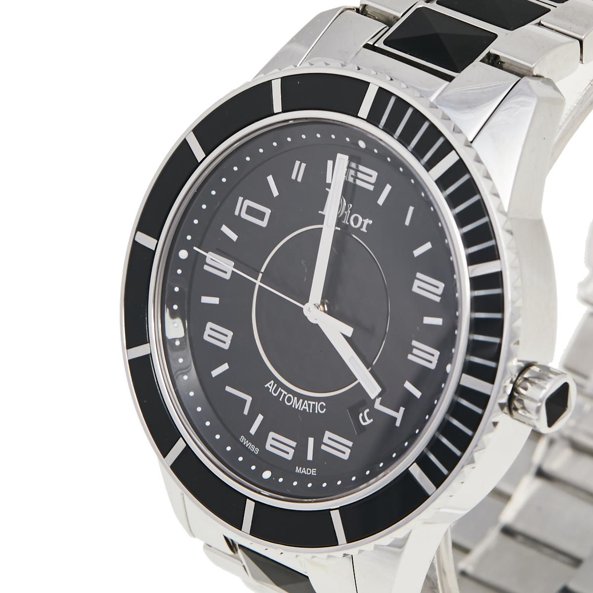Dior Black Stainless Steel Christal CD115510M001 Men's Wristwatch 42 mm 1