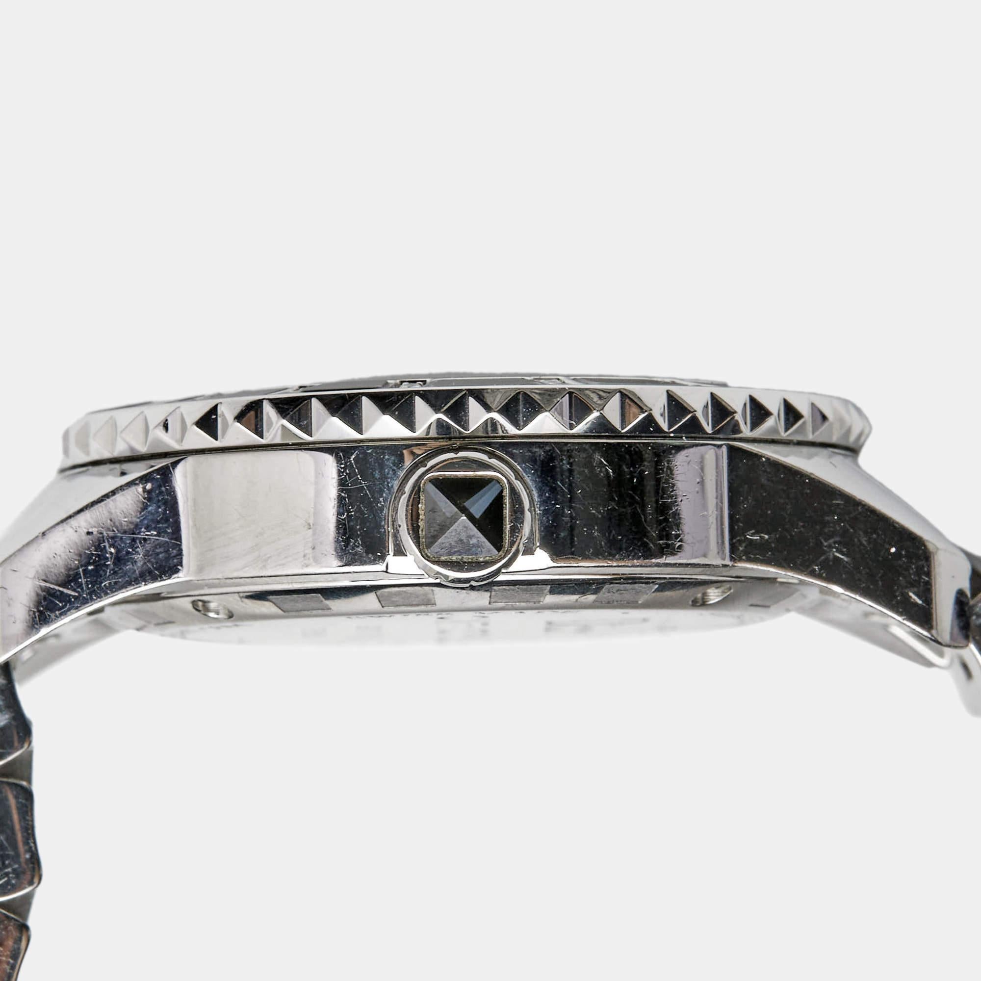 Dior Black Stainless Steel Diamonds Christal CD113115 Women's Wristwatch 33 mm In Good Condition In Dubai, Al Qouz 2