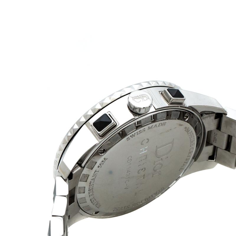 Contemporary Dior Black Stainless Steel Diamonds Christal CD11431C-V Women's Wristwatch 38 mm