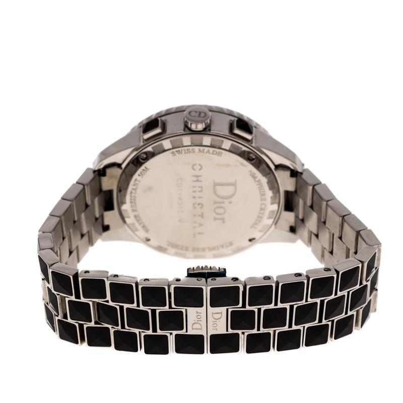 Dior Black Stainless Steel Diamonds Christal CD11431C-V Women's Wristwatch 38 mm In Good Condition In Dubai, Al Qouz 2