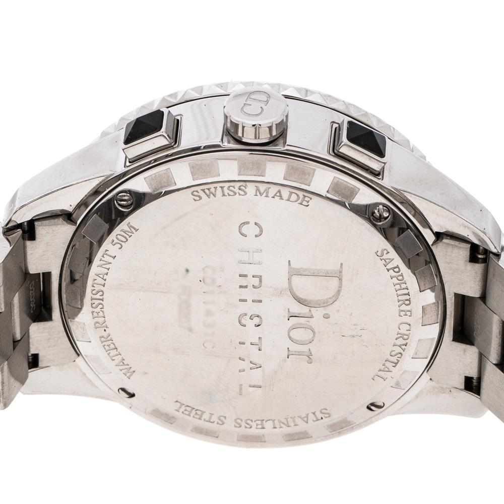 Contemporary Dior Black Stainless Steel Diamonds Christal CD11431C Women's Wristwatch 38 mm
