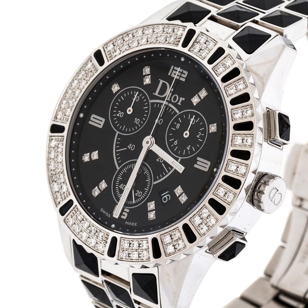Dior Black Stainless Steel Diamonds Christal CD11431C Women's Wristwatch 38 mm 1