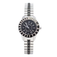 Dior Black Stainless Steel Diamonds Christal Women's Wristwatch 34 mm