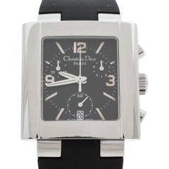 Dior Black Stainless Steel Rubber Riva D81-100 Women's Wristwatch 31 mm