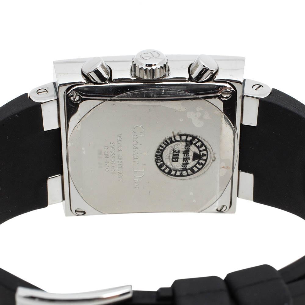 Dior Black Stainless Steel Rubber Riva D81-100 Women's Wristwatch 31 mm In Good Condition In Dubai, Al Qouz 2