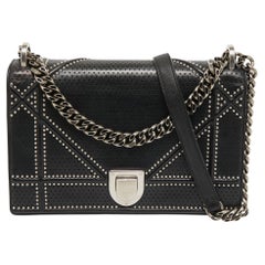 Dior Black Studded Leather Medium Diorama Shoulder Bag