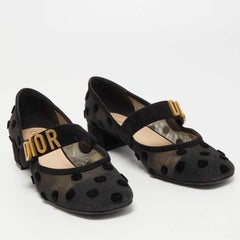 Dior Black Suede and Mesh Baby-D Mary Jane Pumps Taglia 36