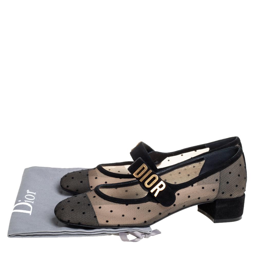 Dior Schwarz Wildleder und Mesh Baby-D Mary Jane Pumps Größe 38 3