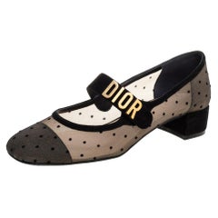 Dior Chaussures Baby-D Mary Jane en daim et maille noire Taille 38