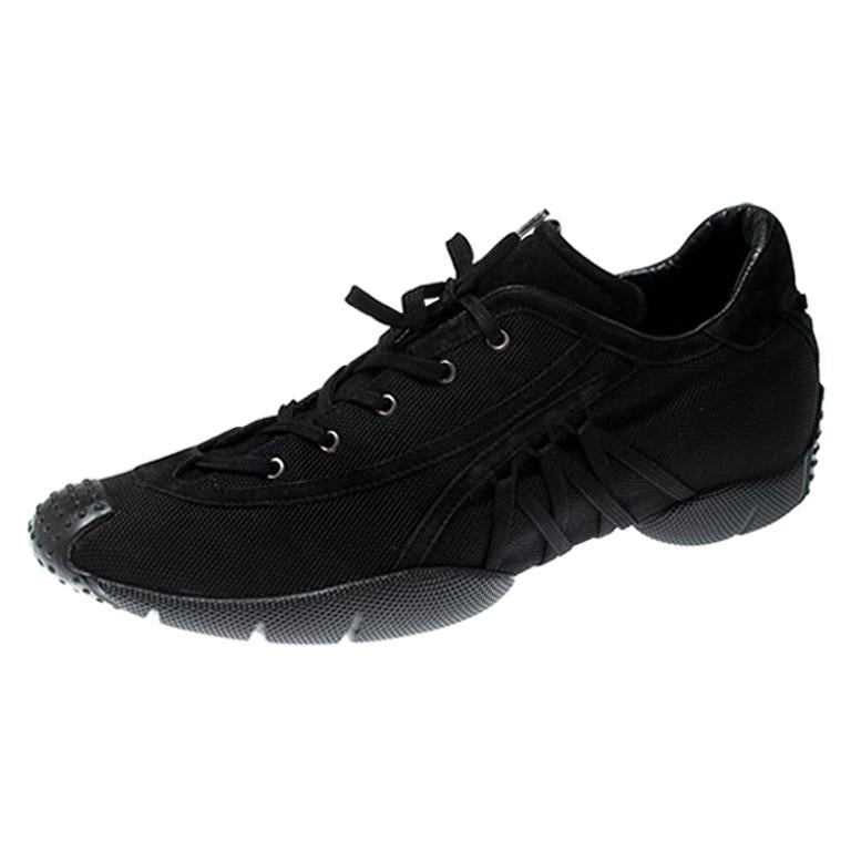 Dior Black Suede And Nylon Lace Up Sneakers Size 40.5